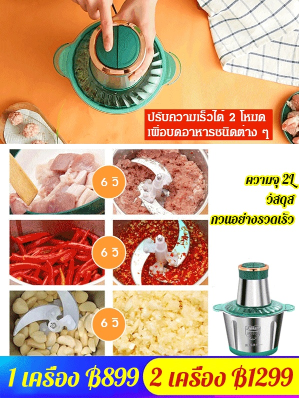 เครื่องบดอาหาร เครื่องบดหมูสแตนเลสไฟฟ้า 2L