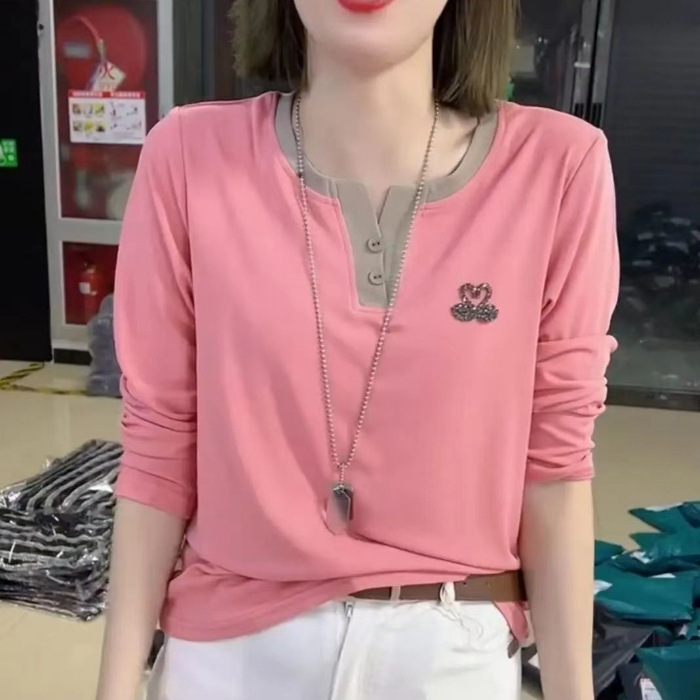 เสื้อยืดแขนยาวลำลองทรงหลวม