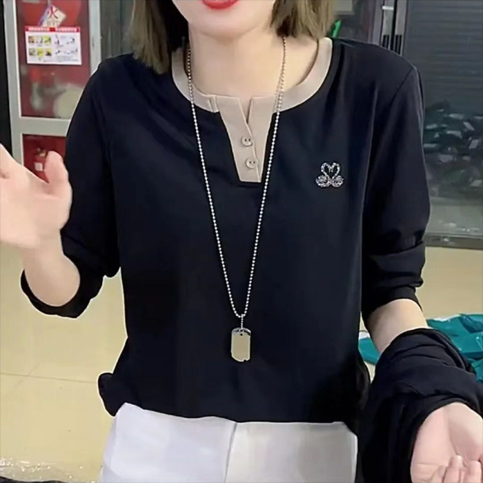 เสื้อยืดแขนยาวลำลองทรงหลวม