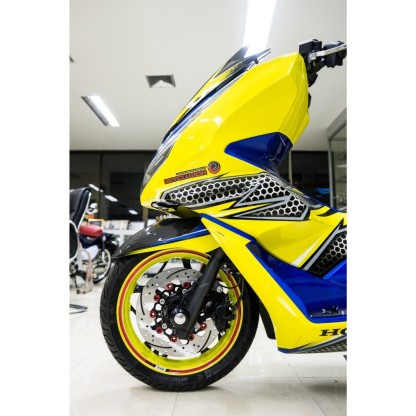 PCX-160ABS NEW2023 จาน267mm. จานดิสเบรคหน้า+ขาจับปั้มเดิม V5 ลายกลม 4.5mm REVOLUTION