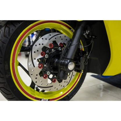 PCX-160ABS NEW2023 จาน267mm. จานดิสเบรคหน้า+ขาจับปั้มเดิม V5 ลายกลม 4.5mm REVOLUTION