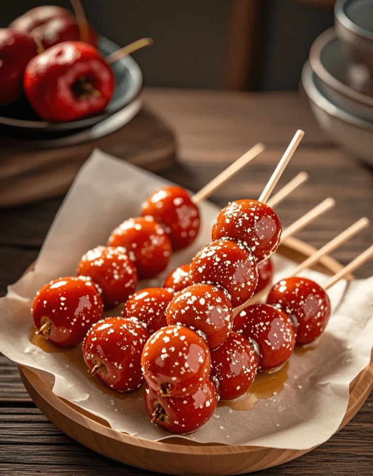 冰糖葫芦 ── 北京の冬の風物詩、輝く琥珀色の縁起菓子