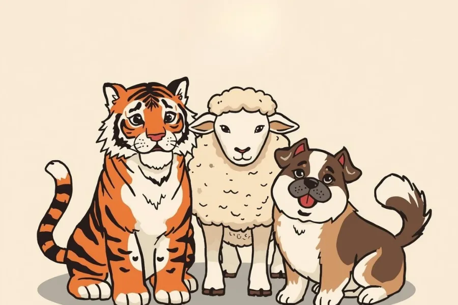 寅・未・戌・午 の四つの十二支イラスト