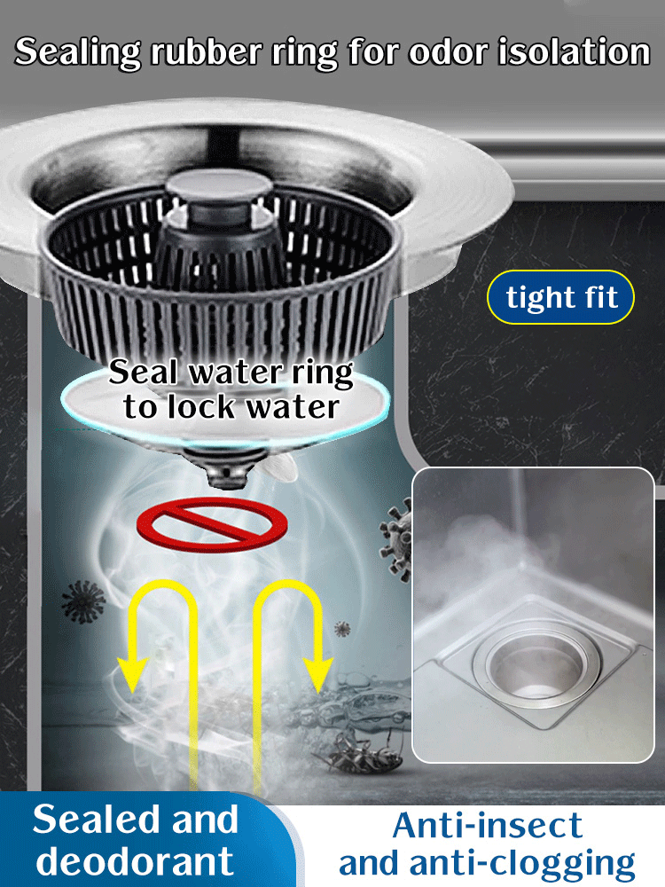 Stainless Steel Kitchen Sink Bouncing Drain Deodorant Artifact