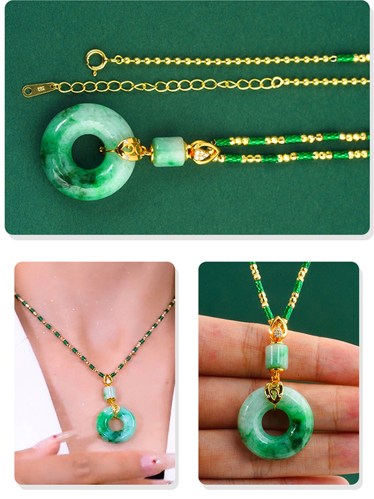 Hetian jade peace button necklace