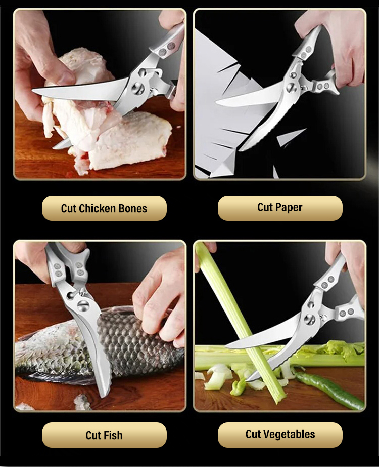 Powerful and sharp stainless steel food scissors
