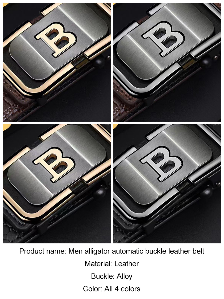 Men's crocodile pattern automatic buckle leather belt