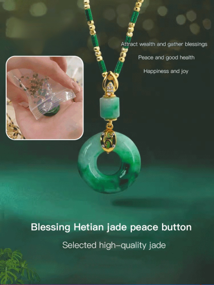 Hetian jade peace button necklace