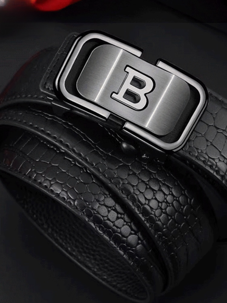 Men's crocodile pattern automatic buckle leather belt