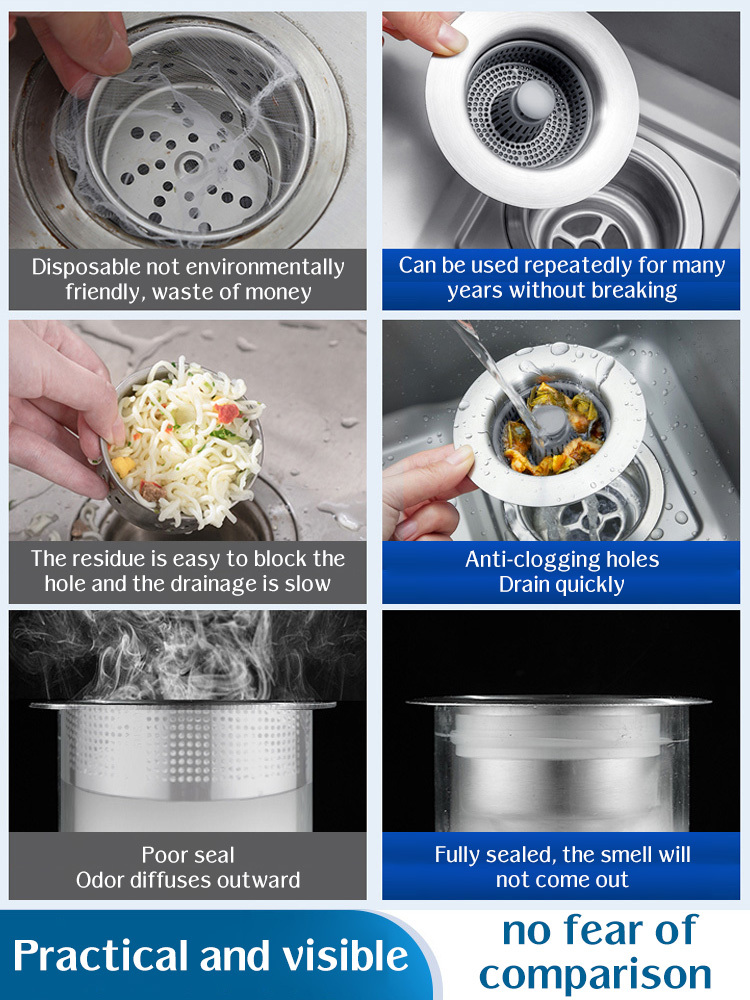 Stainless Steel Kitchen Sink Bouncing Drain Deodorant Artifact