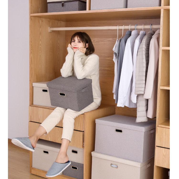 収納ボックス 布 折りたたみ 収納ケース 収納ボックス 大容量 衣類収納 布団収納 押入れ収納 クローゼット収納  引っ越す おしゃれ 衣装ケース 防塵 取っ手付き グレー ベージュ S M L LL