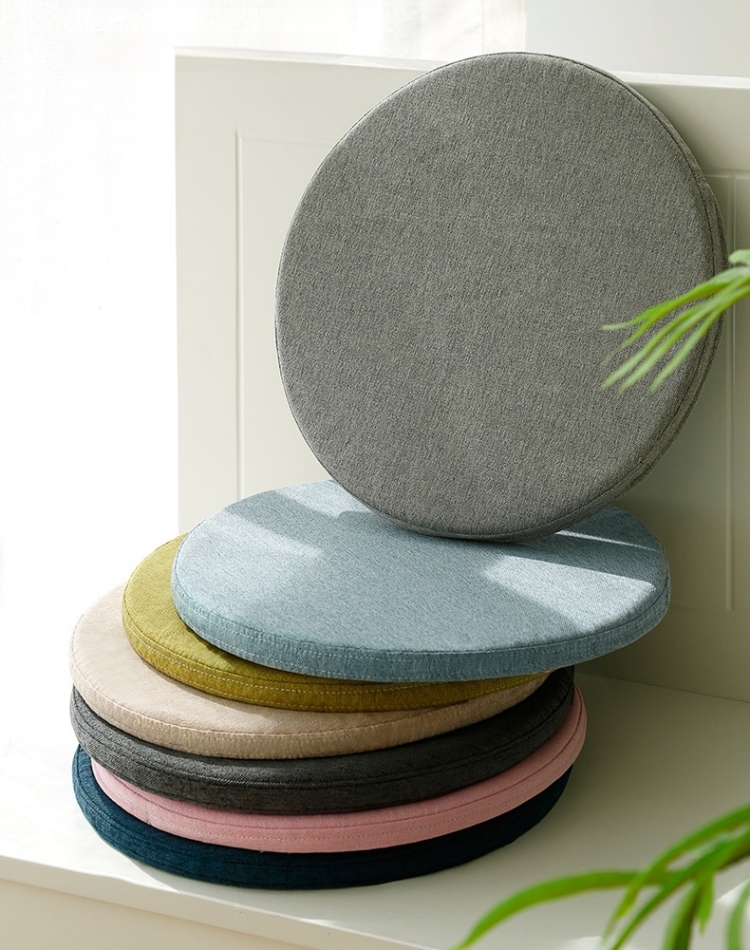 座布団 チェアパッド フロアクッション 円形 丸 畳 麻 リネン 滑り止め ズレ防止 メモリーフォーム 変形しない カバー付き 風合いドビー 椅子用 チェアクッション オフィスチェアー用 丸型 和室 丸洗い おしゃれ 高級感 ナチュラル 北欧 シンプル 大判 40x40 35x35