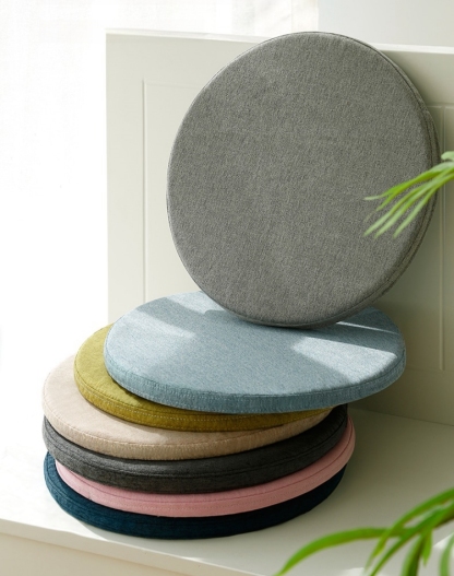 座布団 チェアパッド フロアクッション 円形 丸 畳 麻 リネン 滑り止め ズレ防止 メモリーフォーム 変形しない カバー付き 風合いドビー 椅子用 チェアクッション オフィスチェアー用 丸型 和室 丸洗い おしゃれ 高級感 ナチュラル 北欧 シンプル 大判 40x40 35x35