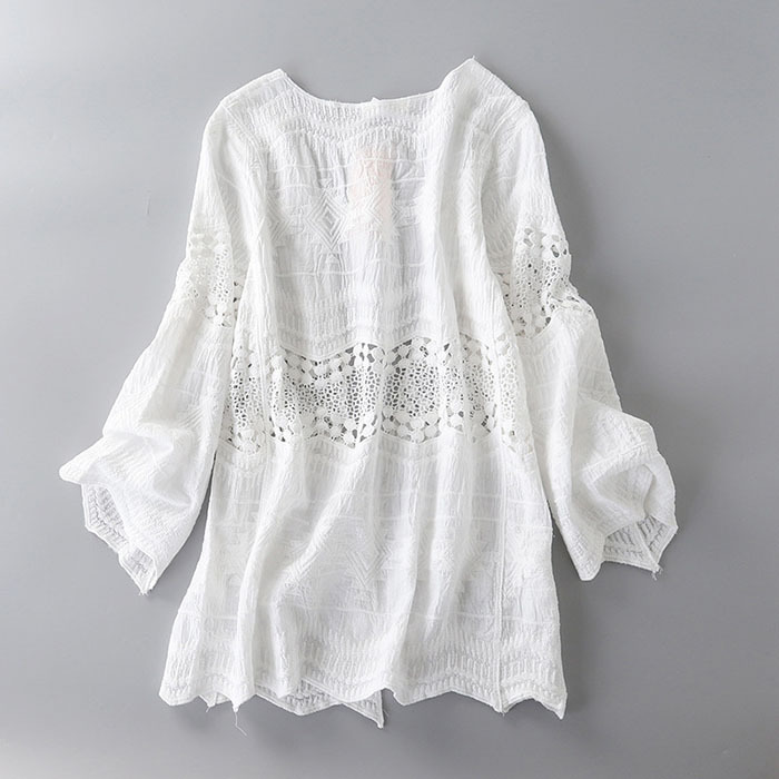 カーディガン ミドル丈 クロシェ編み 薄手 綿100% 透かし彫り 刺繍 レース コットン レディース 春 春夏 UVカット さらっと羽織れる 紫外線カット 夏ニット サマーニット ニットカーディガン おしゃれ 冷房対策 夏春 長袖 前開き ライトアウター ゆったり 大人可愛い