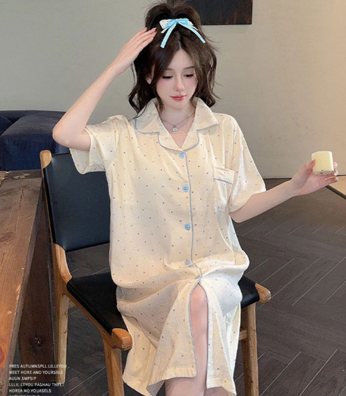 ネグリジェ 前開き パッド付 綿 コットン 総柄 ワンピース 春夏 夏 半袖 ロング ナイトウエア ナイトドレス ルームウエア パジャマ 部屋着 北欧風 可愛い ゆったり 上品 高級 オールシーズン 洗える 肌触りよい おしゃれ 綺麗 大きいサイズ