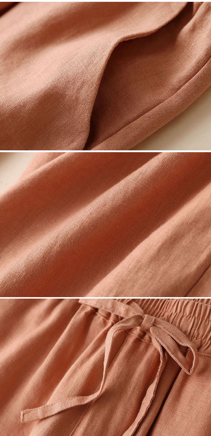 綿麻パンツ コットンリネン ストレートパンツ 綿麻 ロングパンツ レディース 体型カバー ウエストゴム 春夏 コーディネート カジュアル ゆったり 無地 薄め 着瘦せ 大きいサイズ ハイウエスト