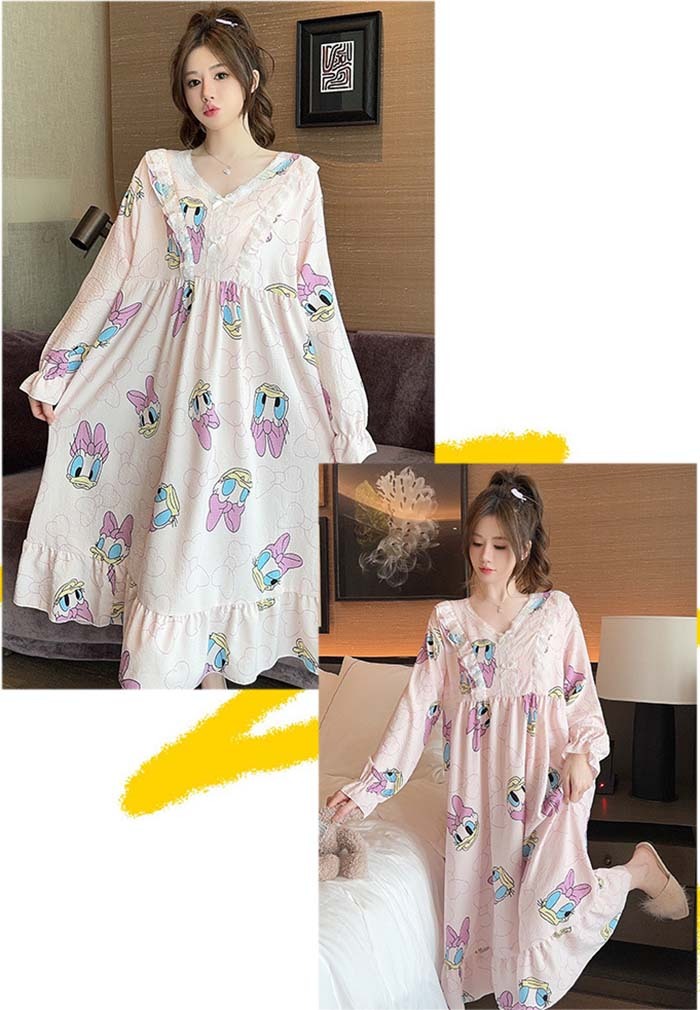 ネグリジェ レディース パッド付 綿 コットン 総柄 ワンピース 春秋 秋冬 長袖 ロング ナイトウエア ナイトドレス ルームウエア パジャマ 部屋着 北欧風 可愛い ゆったり 上品 高級 肌触りよい おしゃれ 綺麗 大きいサイズ 3L 4L 5L