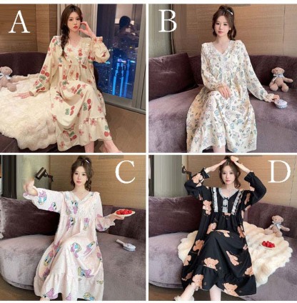 ネグリジェ レディース パッド付 綿 コットン 総柄 ワンピース 春秋 秋冬 長袖 ロング ナイトウエア ナイトドレス ルームウエア パジャマ 部屋着 北欧風 可愛い ゆったり 上品 高級 肌触りよい おしゃれ 綺麗 大きいサイズ 3L 4L 5L