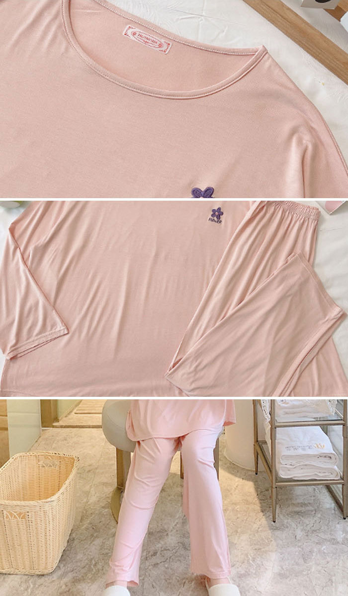 ルームウエア レディース 女性用 モーダル パッド付 ビッグシルエット 無地 部屋着 セットアップ 上下セット パジャマ ナイトウエア ロングパンツ ふんわり やわらか お肌にやさしい 上品 夏 春夏 洗える 可愛い