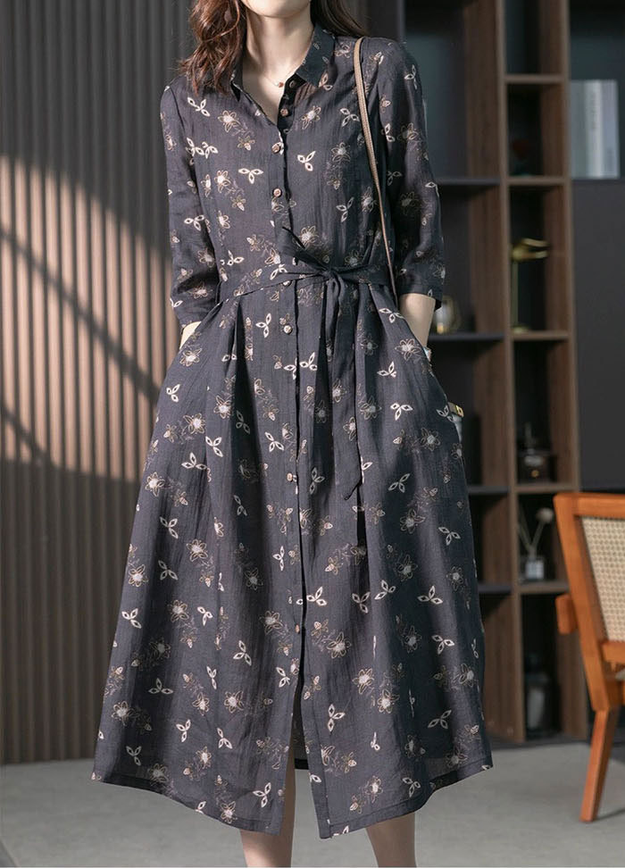 シャツワンピース 麻 レディース ロングワンピース シャツワンピ きれいめ 春夏 五分袖 春秋 大きいサイズ リネン ロングワンピース ロング 麻ワンピ ミモレ丈 Aライン カジュアル 大人 可愛い 体型カバー エレガント 花柄 ゆるっと 大人可愛い 着痩せ2L 3L 4L