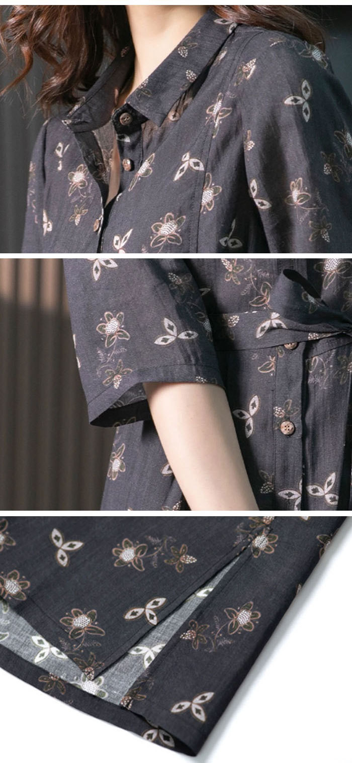 シャツワンピース 麻 レディース ロングワンピース 春夏 五分袖 春秋 シャツワンピ きれいめ 大きいサイズ リネン ロングワンピース ロング 麻ワンピ ミモレ丈 Aライン カジュアル 大人 可愛い 体型カバー エレガント