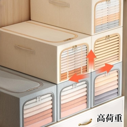 収納ボックス 折りたたみ 布 収納ボックス 大容量 2個セット 収納ボックス 前開き フタ付き 衣装ケース おしゃれ 中身が見える 衣類収納 衣類収納袋 布団収納 押入れ収納 クローゼット収納 防塵 取っ手付き グレー ベージュ