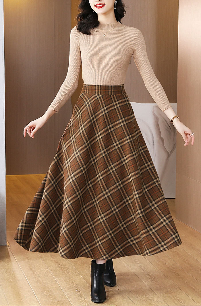 ロングスカート 秋冬 チェック柄 スカート ロング ミモレ丈 レディース Aライン 大きいサイズ フレアスカート ギャザースカート プリーツスカート ボトムス 秋 秋物 ロングスカート