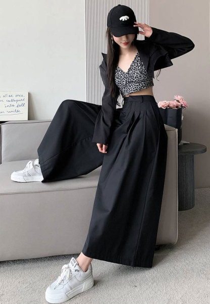 ガウチョパンツ　ワイドパンツ　スカンツ　おしゃれ　ロングパンツ　春夏　春秋　無地　レディース　ボトムス　体型カバー　ハイウエスト　着痩せ　ロング丈　パンツ　ゆったり　美脚　可愛い　上品