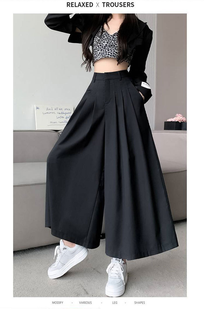 ガウチョパンツ　ワイドパンツ　スカンツ　おしゃれ　ロングパンツ　春夏　春秋　無地　レディース　ボトムス　体型カバー　ハイウエスト　着痩せ　ロング丈　パンツ　ゆったり　美脚　可愛い　上品