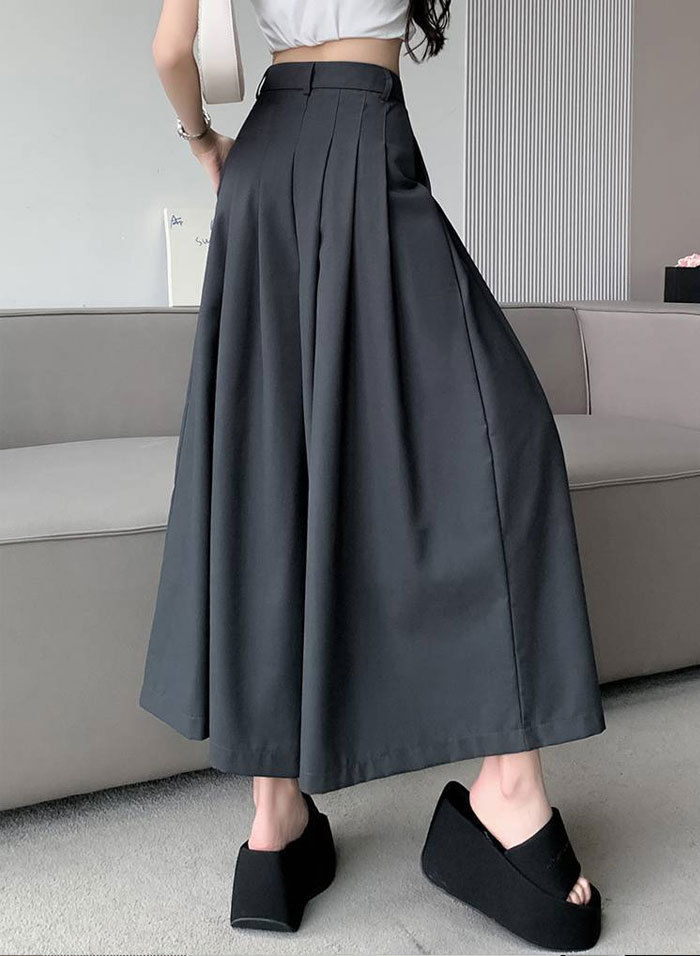 ガウチョパンツ　ワイドパンツ　スカンツ　おしゃれ　ロングパンツ　春夏　春秋　無地　レディース　ボトムス　体型カバー　ハイウエスト　着痩せ　ロング丈　パンツ　ゆったり　美脚　可愛い　上品