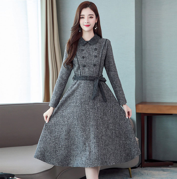 ワンピース Aライン 秋冬 きれいめ 長袖 ミディアム丈 膝丈 ミモレ丈 レディース 30代40代 着痩せ フェミニン フォーマル ベルト付き ワンピ 重ね着 大人 かわいい 通勤 結婚式 OL オシャレ 上品 日常 春 秋 冬 おしゃれ 大人可愛い 送料無料 50代 春秋