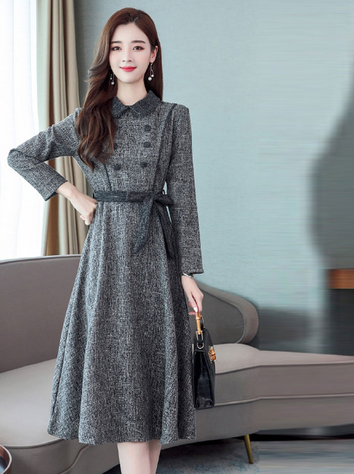 ワンピース Aライン 秋冬 きれいめ 長袖 ミディアム丈 膝丈 ミモレ丈 レディース 30代40代 着痩せ フェミニン フォーマル ベルト付き ワンピ 重ね着 大人 かわいい 通勤 結婚式 OL オシャレ 上品 日常 春 秋 冬 おしゃれ 大人可愛い 送料無料 50代 春秋