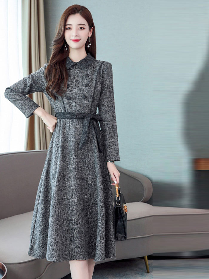 ワンピース Aライン 秋冬 きれいめ 長袖 ミディアム丈 膝丈 ミモレ丈 レディース 30代40代 着痩せ フェミニン フォーマル ベルト付き ワンピ 重ね着 大人 かわいい 通勤 結婚式 OL オシャレ 上品 日常 春 秋 冬 おしゃれ 大人可愛い 送料無料 50代 春秋