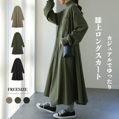 ロングワンピース レディース マキシワンピース マキシワンピ 長袖 ワンピース ロング丈 大きいサイズ 体型カバー ゆったり