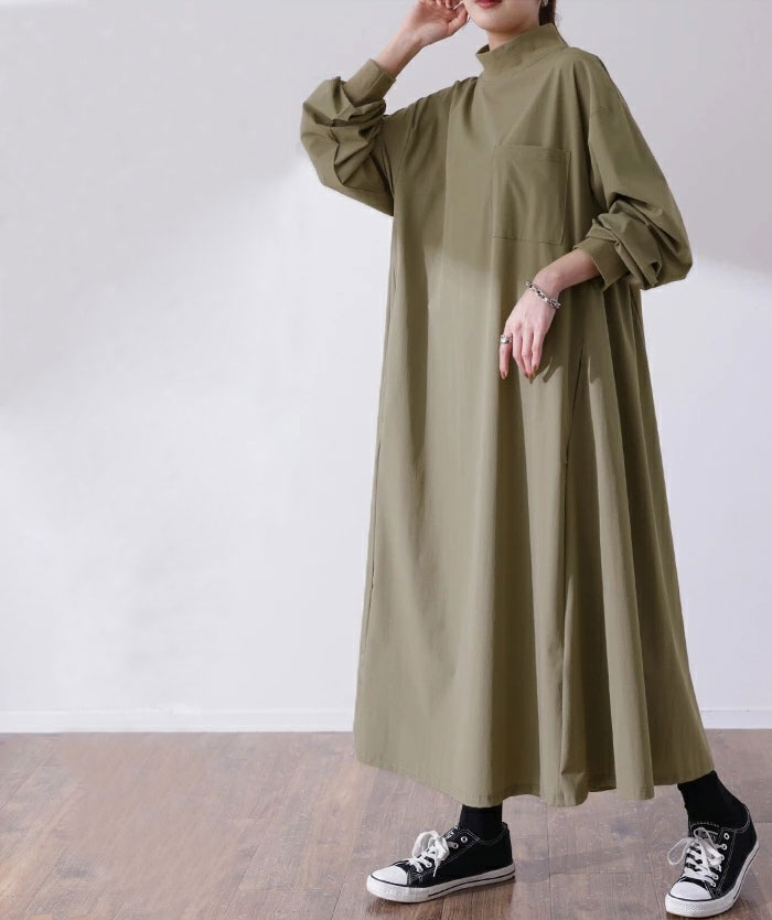 ロングワンピース レディース マキシワンピース マキシワンピ 長袖 ワンピース ロング丈 大きいサイズ 体型カバー ゆったり