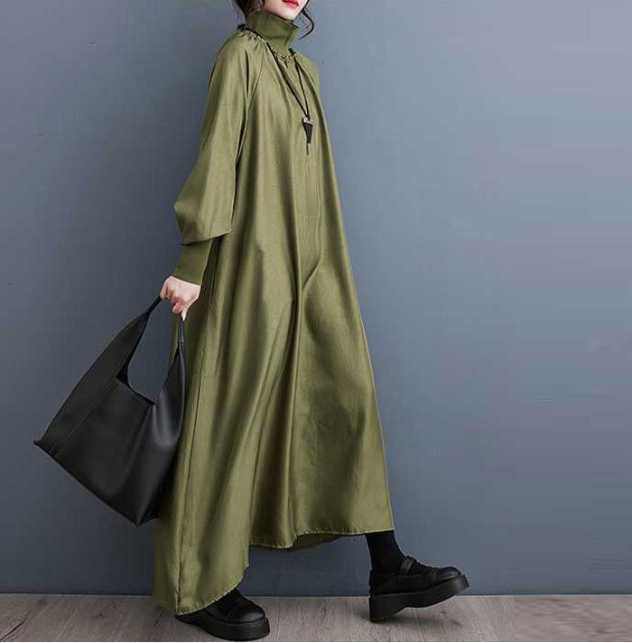 ロングワンピース 秋冬 春秋 レディース マキシワンピース マキシワンピ 長袖 ワンピース ハイネック ロング丈 大きいサイズ 体型カバー ゆったり カジュアル 大人 着痩せ 30代 40代 50代 春 秋 冬 きれいめ