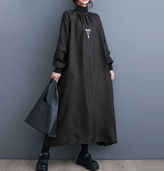 ロングワンピース 秋冬 春秋 レディース マキシワンピース マキシワンピ 長袖 ワンピース ハイネック ロング丈 大きいサイズ 体型カバー ゆったり カジュアル 大人 着痩せ 30代 40代 50代 春 秋 冬 きれいめ