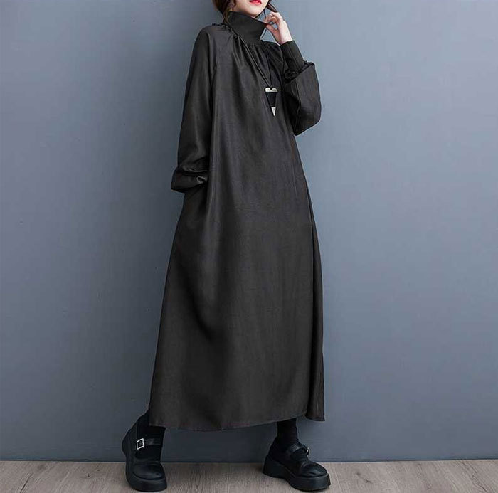 ロングワンピース 秋冬 春秋 レディース マキシワンピース マキシワンピ 長袖 ワンピース ハイネック ロング丈 大きいサイズ 体型カバー ゆったり カジュアル 大人 着痩せ 30代 40代 50代 春 秋 冬 きれいめ