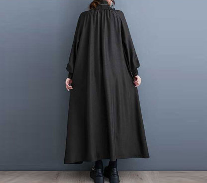 ロングワンピース 秋冬 春秋 レディース マキシワンピース マキシワンピ 長袖 ワンピース ハイネック ロング丈 大きいサイズ 体型カバー ゆったり カジュアル 大人 着痩せ 30代 40代 50代 春 秋 冬 きれいめ