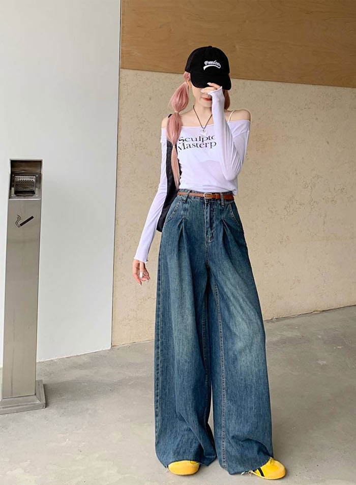 ジーンズ デニムパンツ ワイドパンツ デニム デニムスカーチョ レディース きれいめ 股上深め 大きいサイズ 春夏秋冬 フレアパンツ ゆったりシルエット おしゃれ ロングパンツ 無地 ボトムス 体型カバー