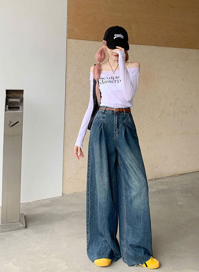 ジーンズ デニムパンツ ワイドパンツ デニム デニムスカーチョ レディース きれいめ 股上深め 大きいサイズ 春夏秋冬 フレアパンツ ゆったりシルエット おしゃれ ロングパンツ 無地 ボトムス 体型カバー