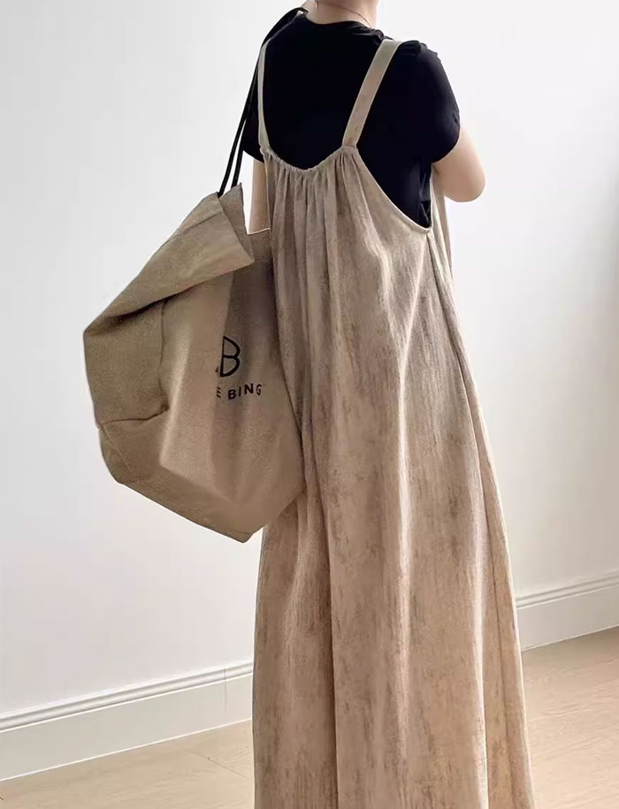 オールインワン サロペット ワイドパンツ レディース スカート 楽ちん 体型カバー ボトムス 春夏 綿麻混 マタニティ スカーチョ きれいめ 重ね着 リラックス 着痩せ 大きいサイズ ふんわり