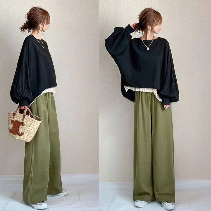 セットアップ ロングパンツ パンツドレス 長袖 パフスリーブ袖 ワイドパンツ ママスーツ レディース 春秋 春夏 パンツスーツ 女の子 結婚式 卒業式 入学式 大人 上品 ハイウエスト おしゃれ 体型カバー ゆったり OL 社会人 着回し