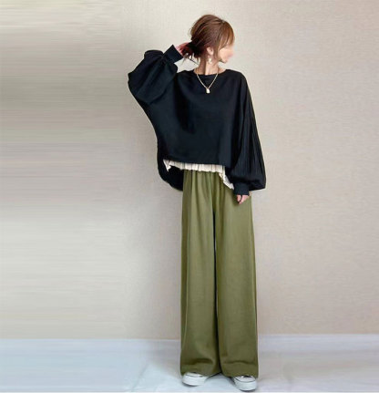 セットアップ ロングパンツ パンツドレス 長袖 パフスリーブ袖 ワイドパンツ ママスーツ レディース 春秋 春夏 パンツスーツ 女の子 結婚式 卒業式 入学式 大人 上品 ハイウエスト おしゃれ 体型カバー ゆったり OL 社会人 着回し