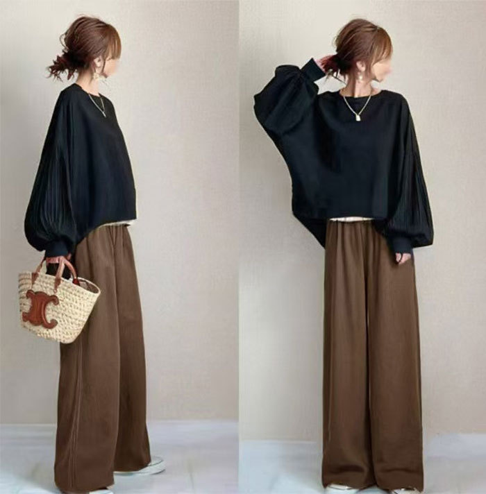 セットアップ ロングパンツ パンツドレス 長袖 パフスリーブ袖 ワイドパンツ ママスーツ レディース 春秋 春夏 パンツスーツ 女の子 結婚式 卒業式 入学式 大人 上品 ハイウエスト おしゃれ 体型カバー ゆったり OL 社会人 着回し