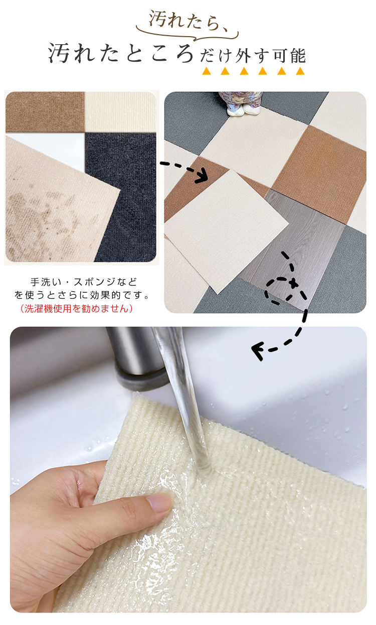 タイルカーペット 50×50 10枚 タイルマット ペット 洗える ジョイントマット マット タイルカーペット 犬 床暖房対応 おくだけ吸着 ズレない 滑り止め 負担軽減 防音 防炎 ラグ ラグマット フリーカット 薄さ4mm 30×30 45×45 50×50