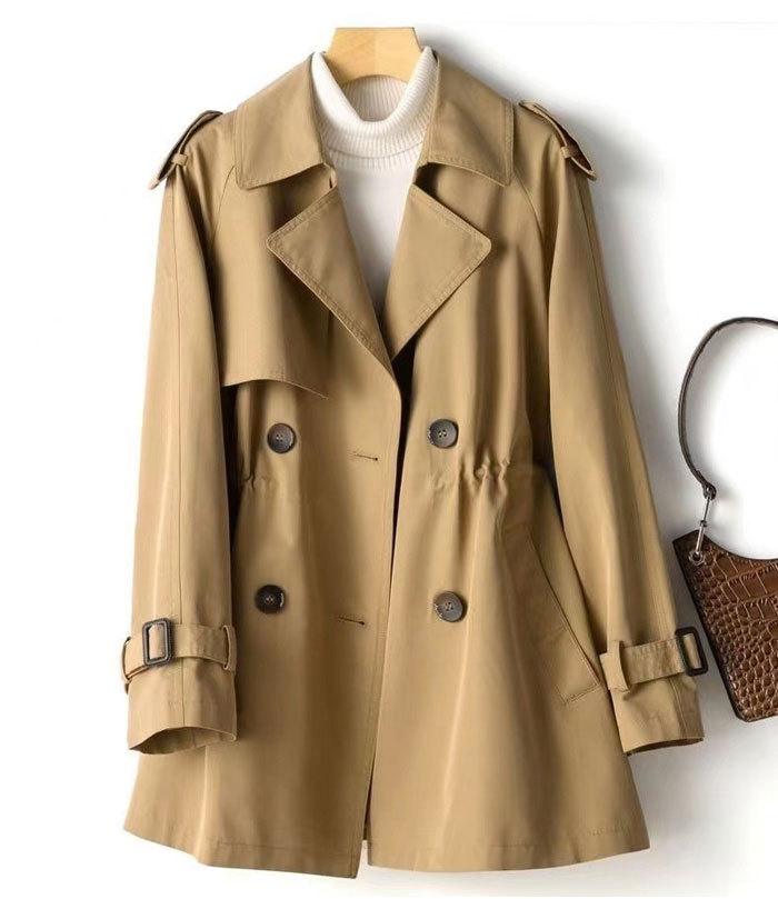トレンチコート ミドル レディース aライン ダブルボタン 無地 おしゃれ スプリングコート ビジネス 定番 通勤 コート 春 夏 羽織り ミドル丈 大きいサイズ きれいめ 脚長効果 体型カバー 欧米風 入園式 卒業式 送料無料 2L 3L 4L 5L