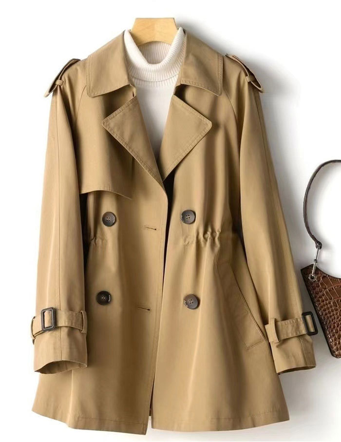 トレンチコート ミドル レディース aライン ダブルボタン 無地 おしゃれ スプリングコート ビジネス 定番 通勤 コート 春 夏 羽織り ミドル丈 大きいサイズ きれいめ 脚長効果 体型カバー 欧米風 入園式 卒業式 送料無料 2L 3L 4L 5L