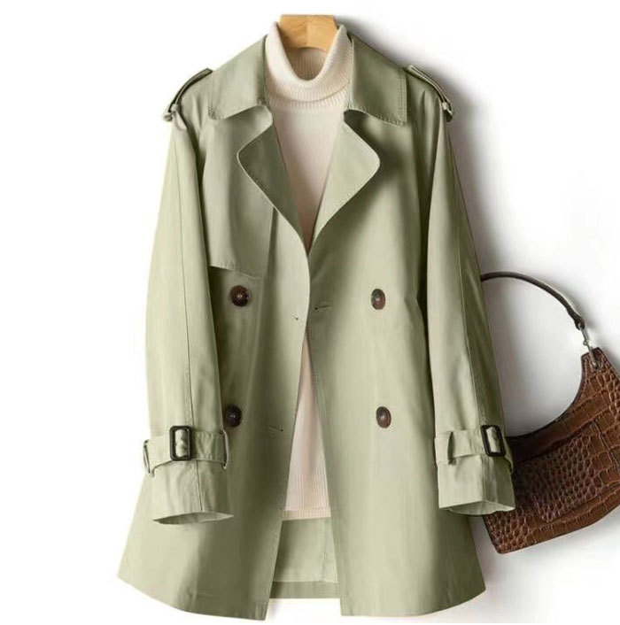 トレンチコート ミドル レディース aライン ダブルボタン 無地 おしゃれ スプリングコート ビジネス 定番 通勤 コート 春 夏 羽織り ミドル丈 大きいサイズ きれいめ 脚長効果 体型カバー 欧米風 入園式 卒業式 送料無料 2L 3L 4L 5L