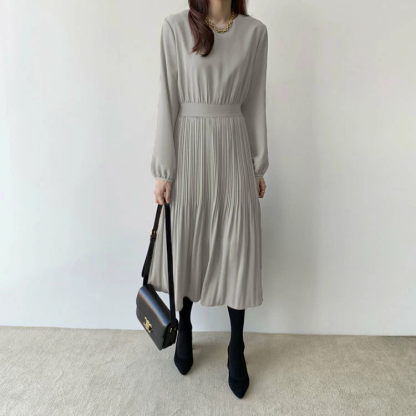 きれいめ ワンピース 黒 長袖 春 秋 レディース プリーツ ワンピース ロング ワンピース Aライン 着痩せ ミモレ丈 きれいめ プリーツ ゆったり Aラインワンピース キレイめ 大人 ミモレ丈 卒業式 入学式